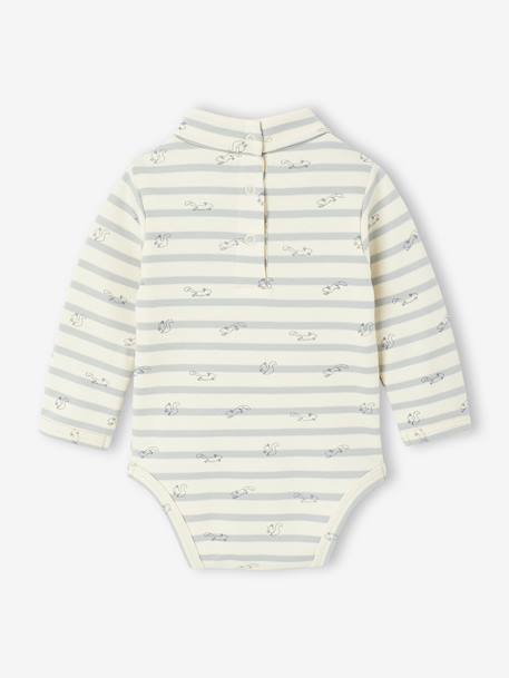 Set van 2 body's voor pasgeborenen in interlock 1 gestreept + 1 effen beige - vertbaudet enfant 