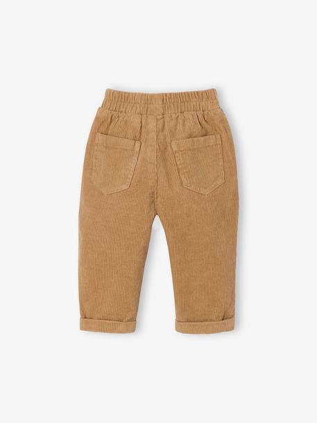 Pantalon bébé en velours côtelé bleu grisé+caramel+lichen - vertbaudet enfant 