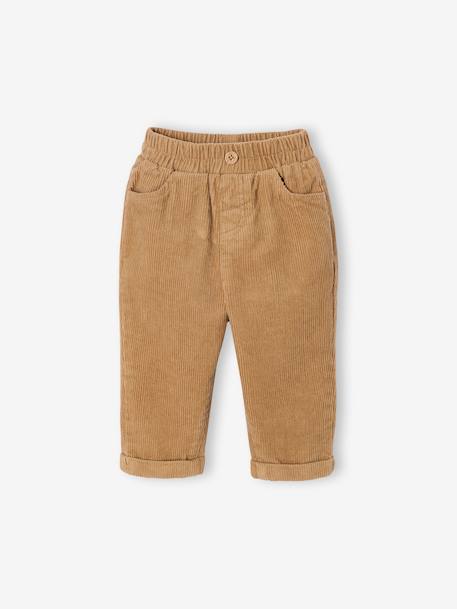 Corduroy babybroek grijsblauw+karamel+korstmos - vertbaudet enfant 