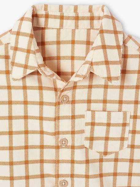Chemise bébé vichy en velours caramel - vertbaudet enfant 