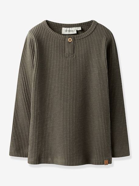 T-shirt col Grandad garçon Lil' Atelier kaki - vertbaudet enfant 