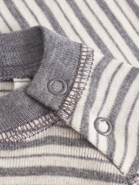 Chemise & leggings MATBELA Bébé MINI A TURE rayé gris+rayé violet - vertbaudet enfant 