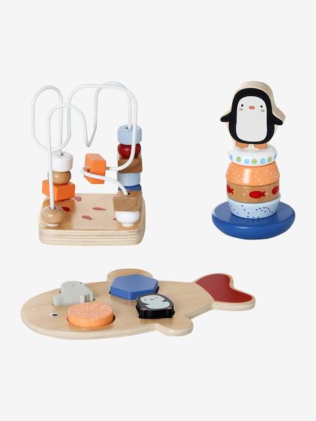 Coffret 3 jeux d'éveil BANQUISE en bois FSC® blanc - vertbaudet enfant 