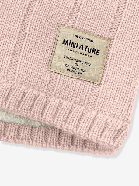 Cache-cou en laine mérinos MATGOI enfants MINI A TURE doublé bleu foncé+rose poudré - vertbaudet enfant 