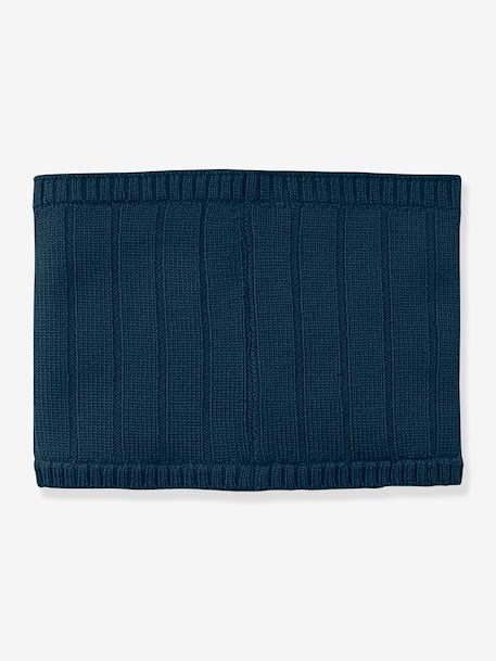 Cache-cou en laine mérinos MATGOI enfants MINI A TURE doublé bleu foncé+rose poudré - vertbaudet enfant 