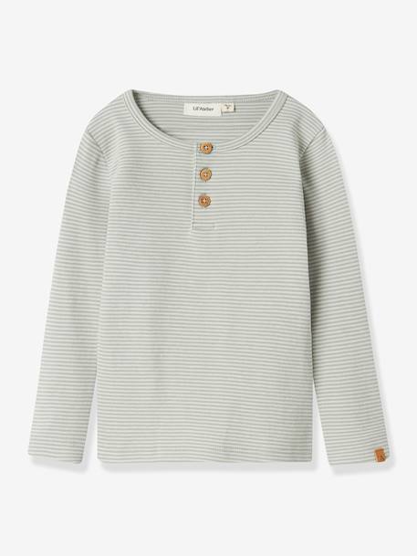 T-shirt rayé col Grandad garçon Lil' Atelier rayé gris - vertbaudet enfant 
