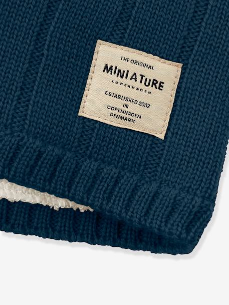 Cache-cou en laine mérinos MATGOI enfants MINI A TURE doublé bleu foncé+rose poudré - vertbaudet enfant 