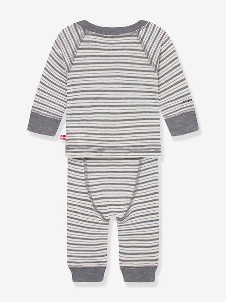 Chemise & leggings MATBELA Bébé MINI A TURE rayé gris+rayé violet - vertbaudet enfant 