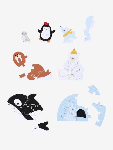 Puzzles évolutifs 3D Banquise en bois FSC® blanc - vertbaudet enfant 