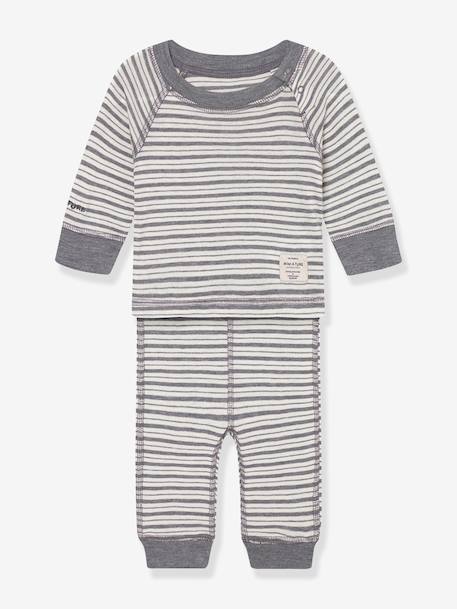 Chemise & leggings MATBELA Bébé MINI A TURE rayé gris+rayé violet - vertbaudet enfant 