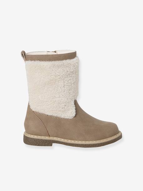 Bottes enfant fille synthétique fourrées zippées taupe - vertbaudet enfant 