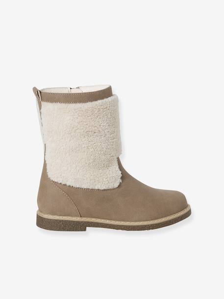 Gevoerde laarzen met rits voor meisjes taupe - vertbaudet enfant 