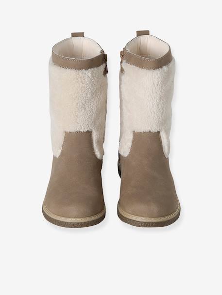 Bottes enfant fille synthétique fourrées zippées taupe - vertbaudet enfant 