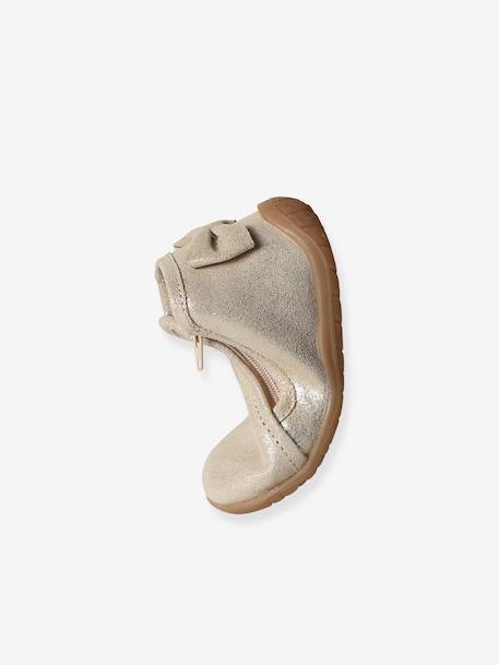 Chausson zippée souples en cuir bébé or+vieux rose - vertbaudet enfant 
