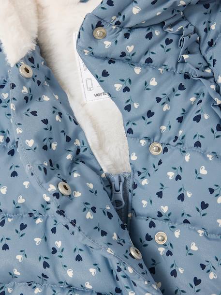 Doudoune doublée bébé asymétrique bleu grisé+cuivre irisé+rose poudré - vertbaudet enfant 