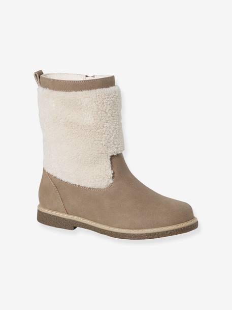 Gevoerde laarzen met rits voor meisjes taupe - vertbaudet enfant 