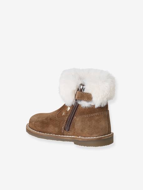 Babyboots van leer, gevoerd en met ritssluiting bruin - vertbaudet enfant 