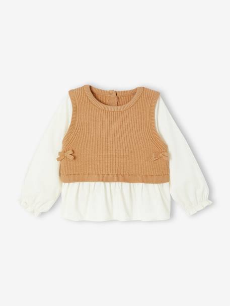3-delige babyset 2-in-1 babytrui + short + sjaal terracotta - vertbaudet enfant 