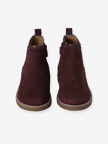 Boots enfant fille cuir élastiquées et zippées bordeaux+camel+marine+or+vert - vertbaudet enfant 