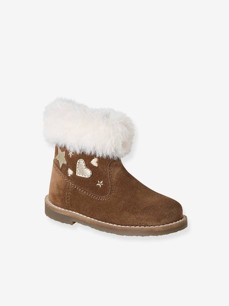 Boots bébé fille cuir fourrées zippées marron - vertbaudet enfant 