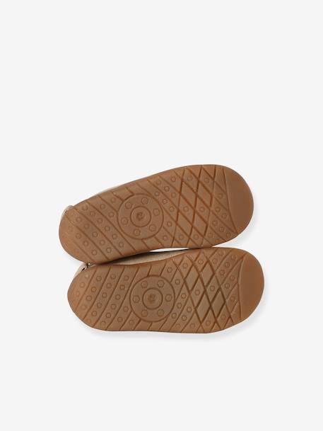 Chausson zippée souples en cuir bébé or+vieux rose - vertbaudet enfant 
