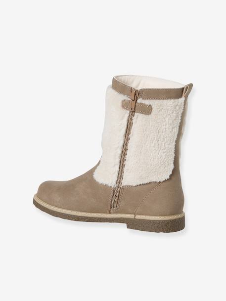 Gevoerde laarzen met rits voor meisjes taupe - vertbaudet enfant 