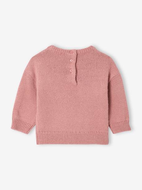 Gebreide trui baby sweater met geborduurde bloemen rozen - vertbaudet enfant 