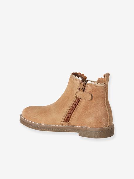 Boots enfant fille cuir élastiquées et zippées bordeaux+camel+marine+or+vert - vertbaudet enfant 