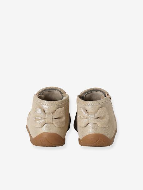 Chausson zippée souples en cuir bébé or+vieux rose - vertbaudet enfant 