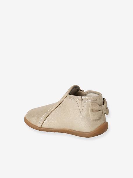 Chausson zippée souples en cuir bébé or+vieux rose - vertbaudet enfant 