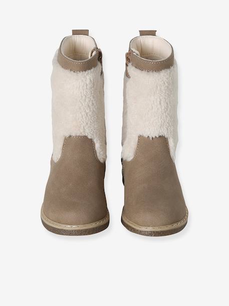 Bottes enfant fille synthétique fourrées zippées taupe - vertbaudet enfant 