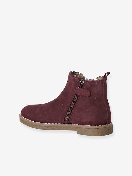 Boots enfant fille cuir élastiquées et zippées bordeaux+camel+marine+or+vert - vertbaudet enfant 