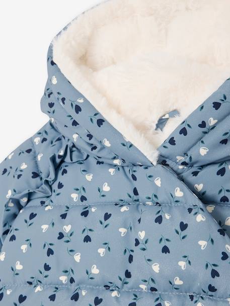 Doudoune doublée bébé asymétrique bleu grisé+cuivre irisé+rose poudré - vertbaudet enfant 