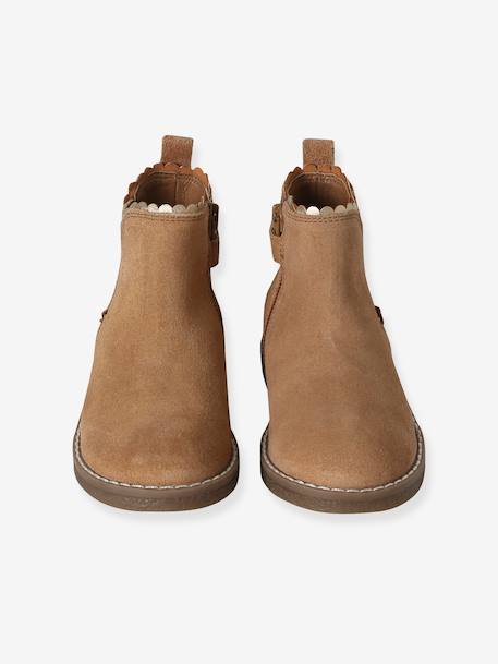 Boots enfant fille cuir élastiquées et zippées bordeaux+camel+marine+or+vert - vertbaudet enfant 