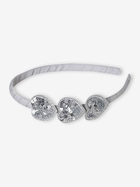Serre-tête coeurs à sequins fille argent - vertbaudet enfant 