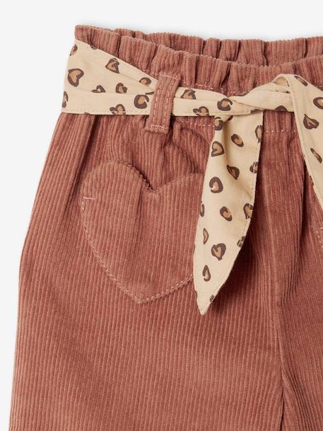 Babybroek van ribfluweel met 'luipaard' riem om te knopen terracotta - vertbaudet enfant 