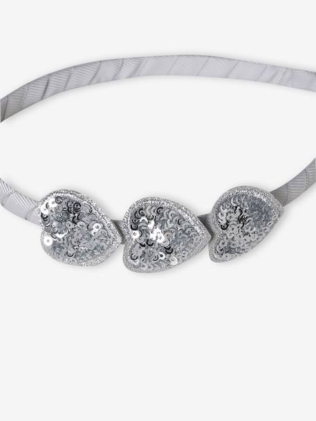 Haarband met hartjes van pailletten voor meisjes goud+zilver - vertbaudet enfant 