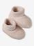 Kit naissance bonnet, moufles et chaussons et son pochon personnalisable beige chiné+écru+rose - vertbaudet enfant 