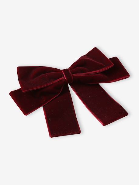 Haarspeld met grote fluwelen / velours strik rood - vertbaudet enfant 