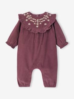 Bébé-Salopette, combinaison-Combinaison bébé en velours avec col brodé et volanté