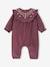 Combinaison bébé en velours avec col brodé et volanté aubergine - vertbaudet enfant 
