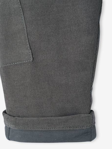 Pantalon bébé coupe battle en velours doublé anthracite+kaki - vertbaudet enfant 
