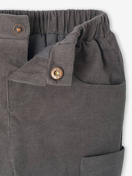 Pantalon bébé coupe battle en velours doublé anthracite+kaki - vertbaudet enfant 