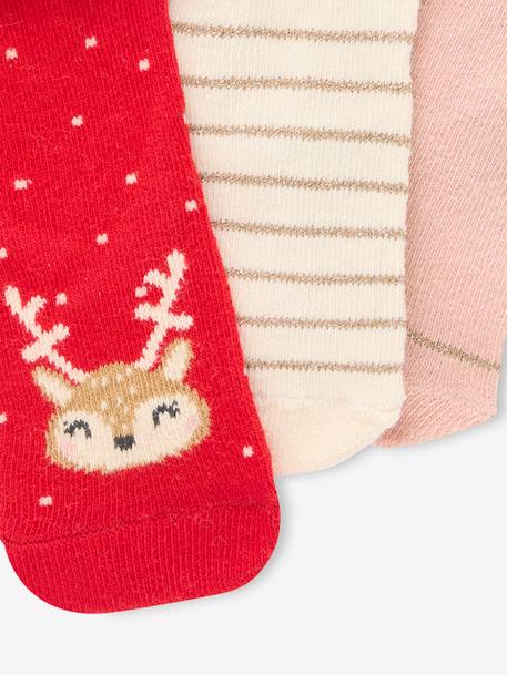Coffret de 3 paires de chaussettes Noël bébé rose poudré - vertbaudet enfant 