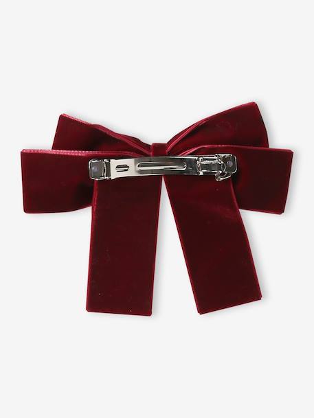 Haarspeld met grote fluwelen / velours strik rood - vertbaudet enfant 