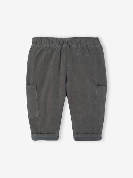 Pantalon bébé coupe battle en velours doublé anthracite+kaki - vertbaudet enfant 