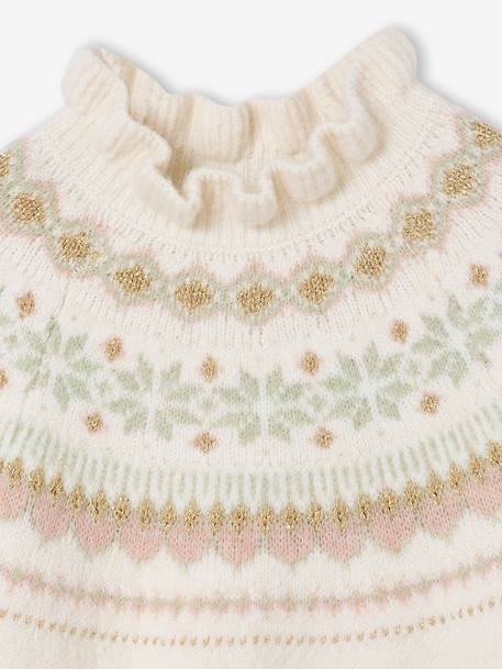 Robe jacquard en tricot fille écru+marine - vertbaudet enfant 