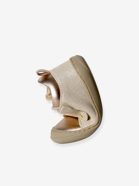 Bottillons scratchés cuir souple bébé premiers pas bordeaux+jaune pâle+marine+or+rose - vertbaudet enfant 