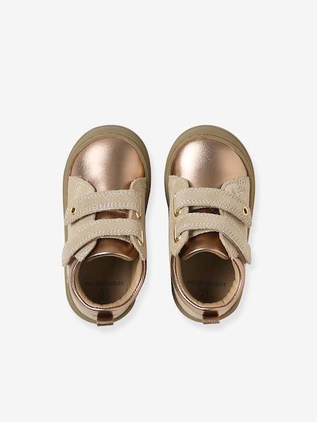 Bottillons scratchés cuir souple bébé premiers pas bordeaux+jaune pâle+marine+or+rose - vertbaudet enfant 