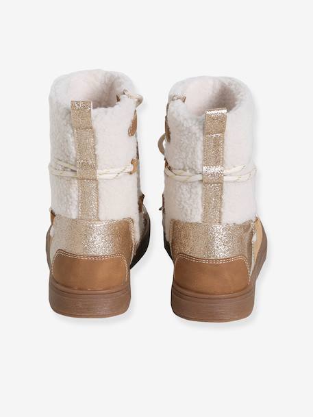 Baskets voor meisjes, synthetisch, gevoerd, veterboots en met rits kameel - vertbaudet enfant 